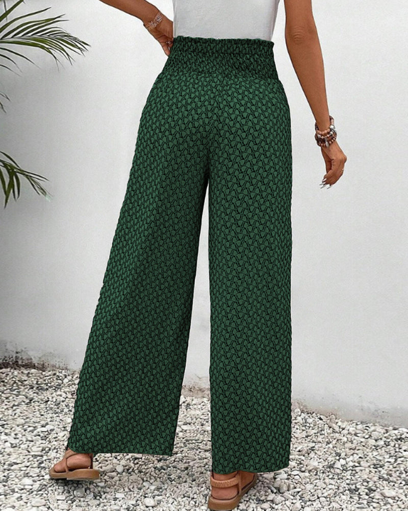 Lunara™ | Damesbroek met wijde pijpen in een geometrische print