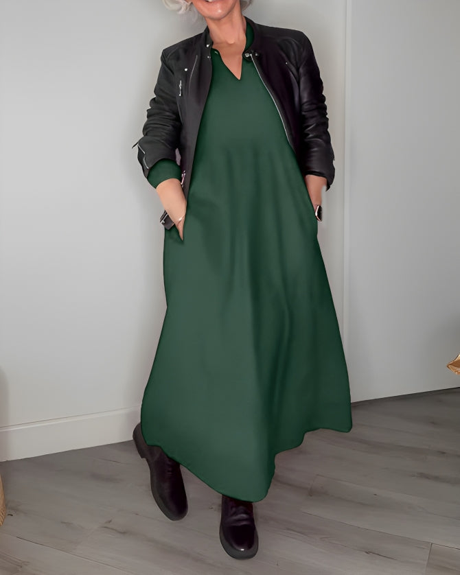 Amanda™ | Afslankende Lange Jurk Met V-Hals