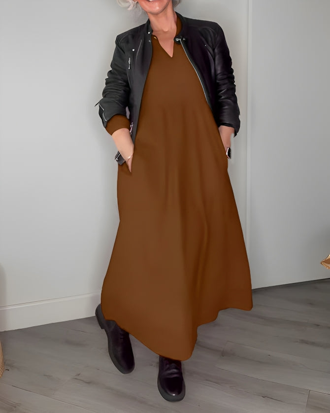 Amanda™ | Afslankende Lange Jurk Met V-Hals
