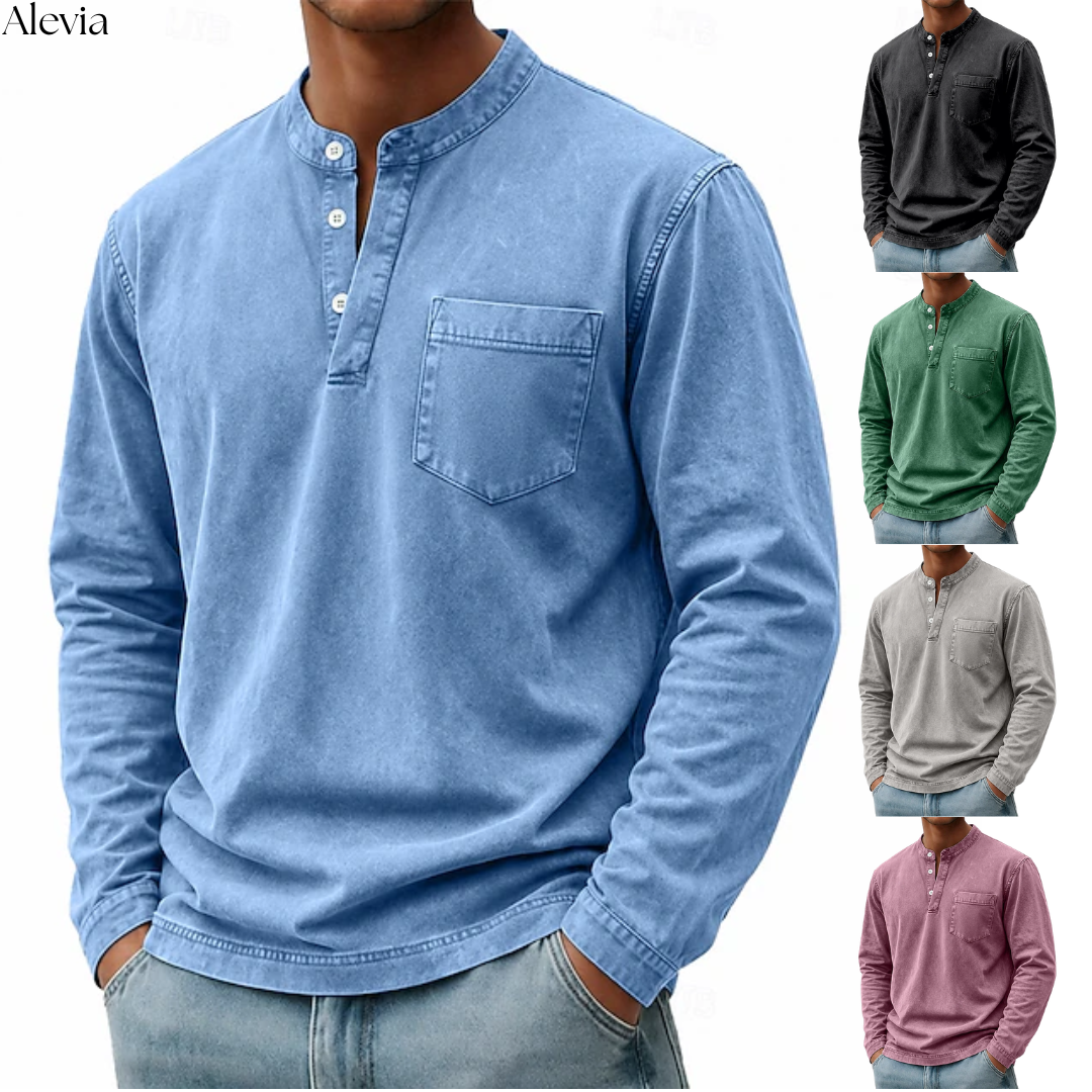 Ruben™ | Vintage Longsleeve met Henley-hals