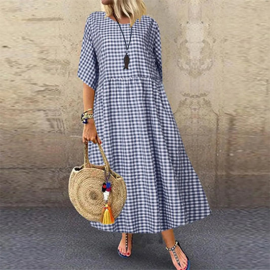 Celeste™ | Elegante Geruite Zomerjurk