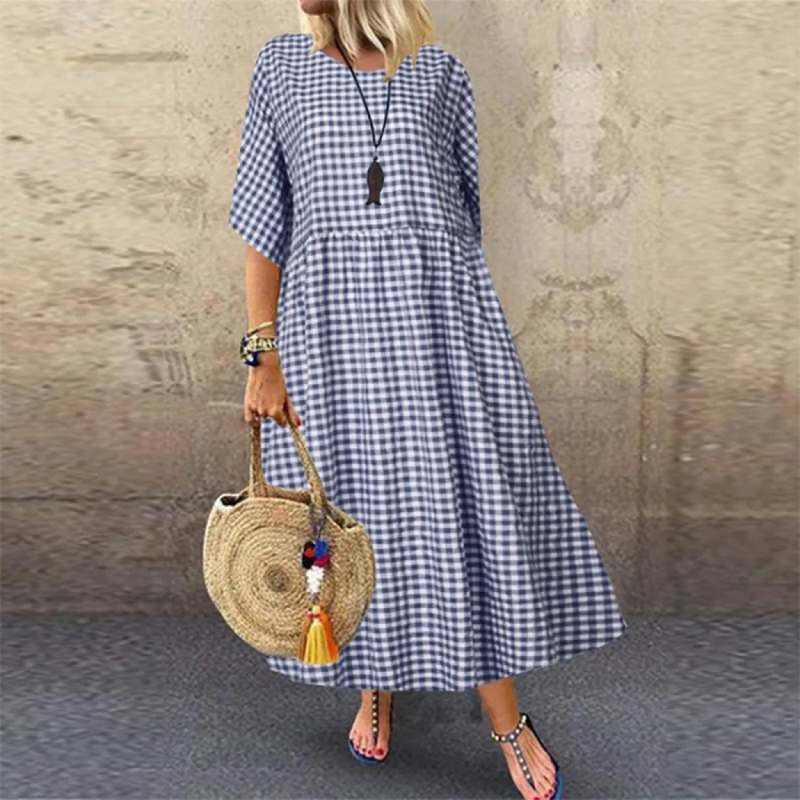 Celeste™ | Elegante Geruite Zomerjurk
