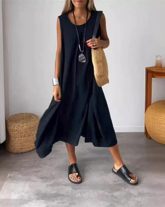 Hazel™ | katoenlinnen casual jurk met zakken