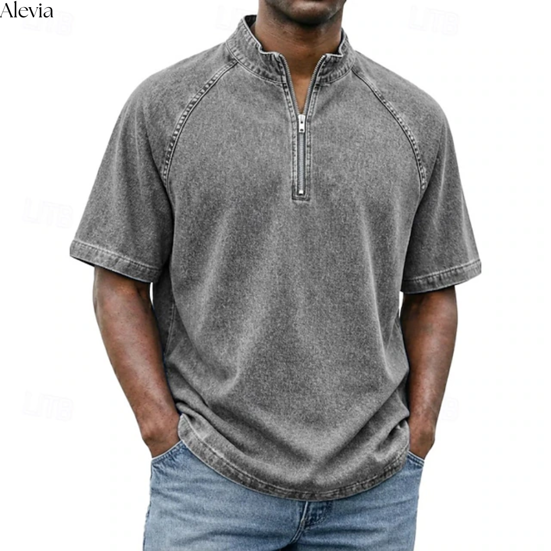 Paul™ | Vintage Henley-shirt met Rits