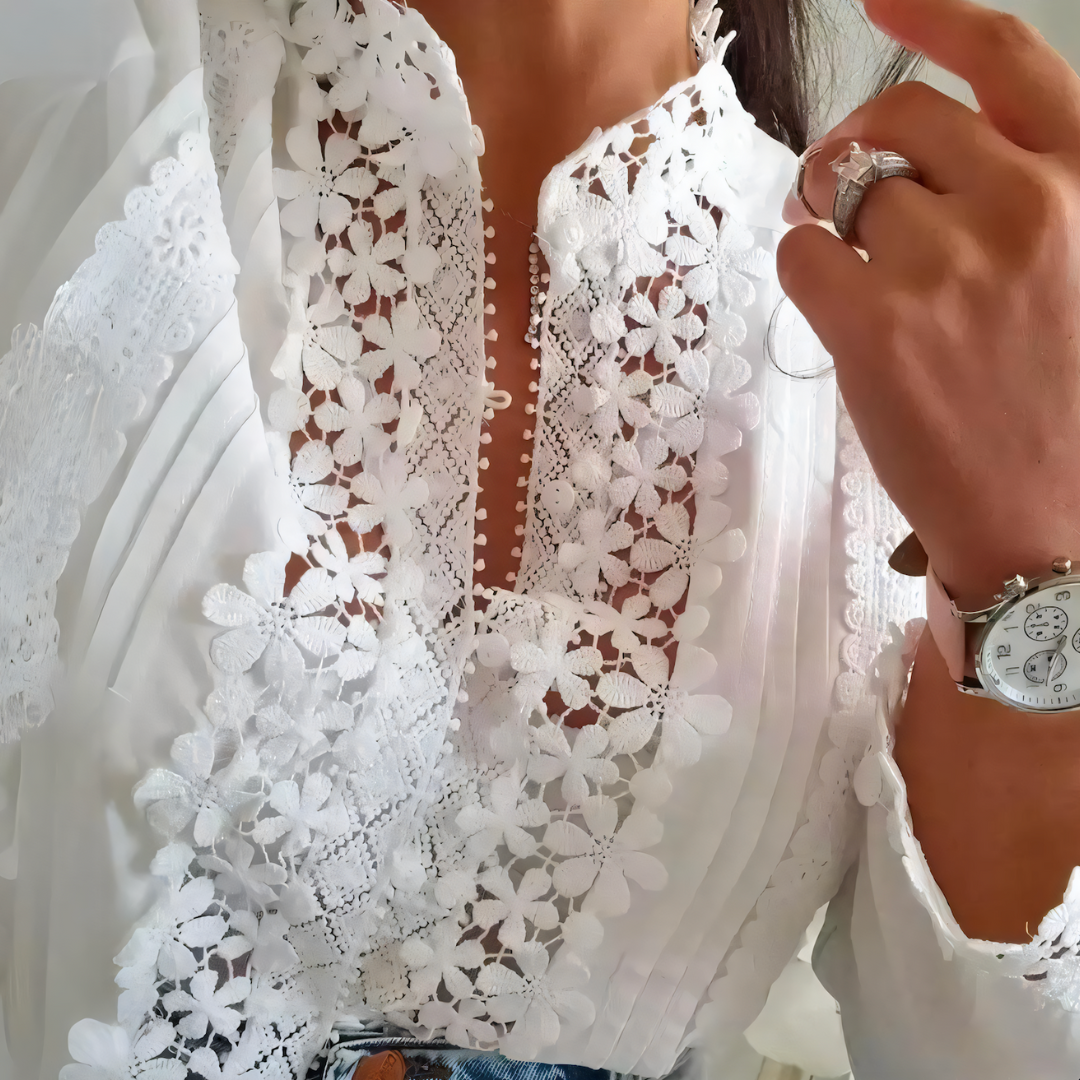 Annie™ | Bloemenblouse met kant design