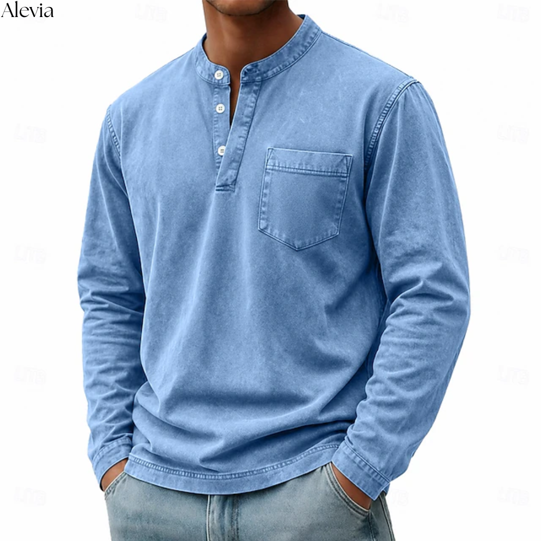 Ruben™ | Vintage Longsleeve met Henley-hals