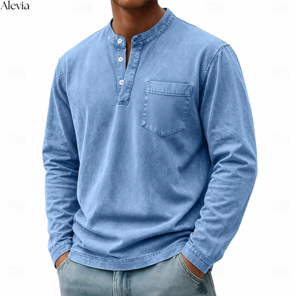 Ruben™ | Vintage Longsleeve met Henley-hals