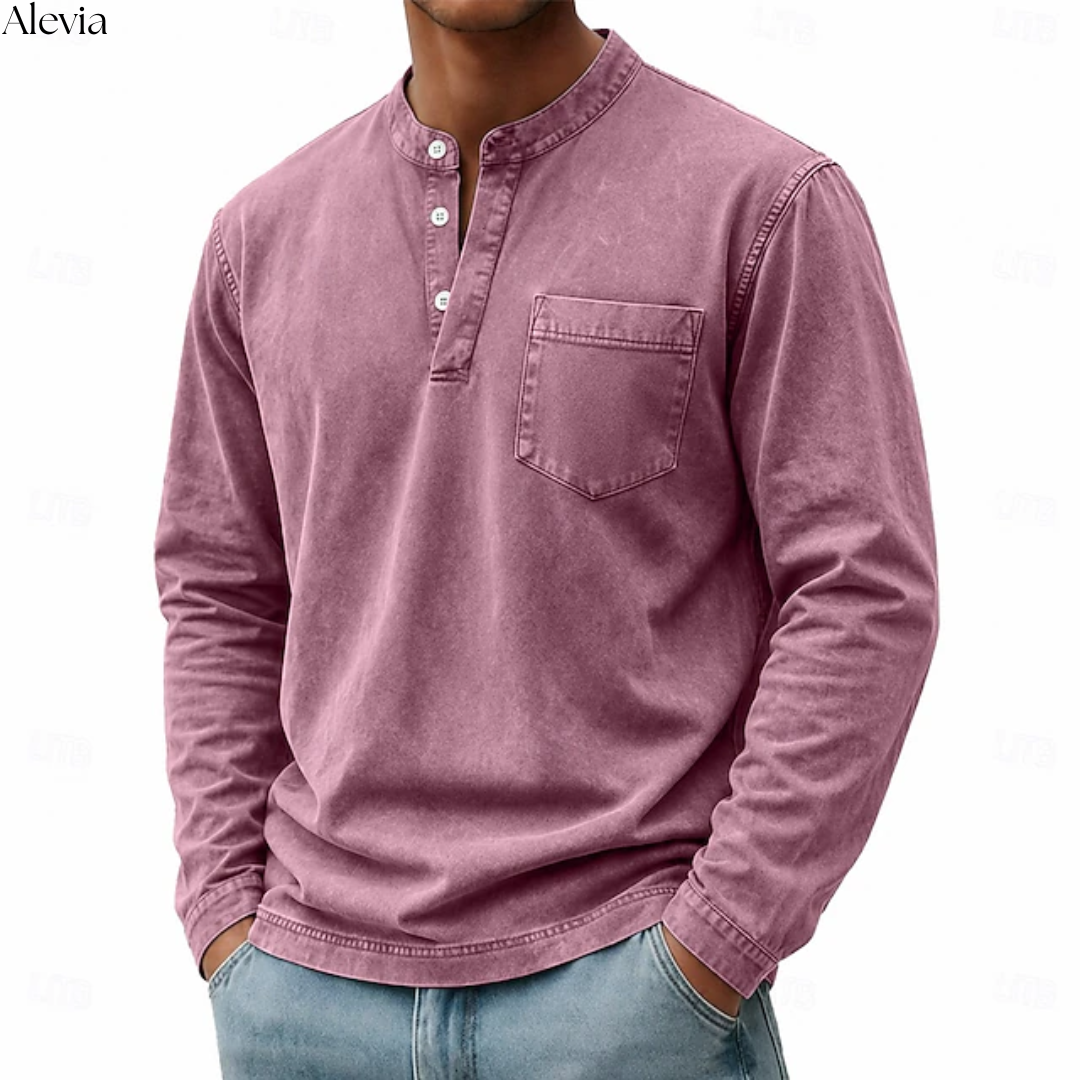 Ruben™ | Vintage Longsleeve met Henley-hals