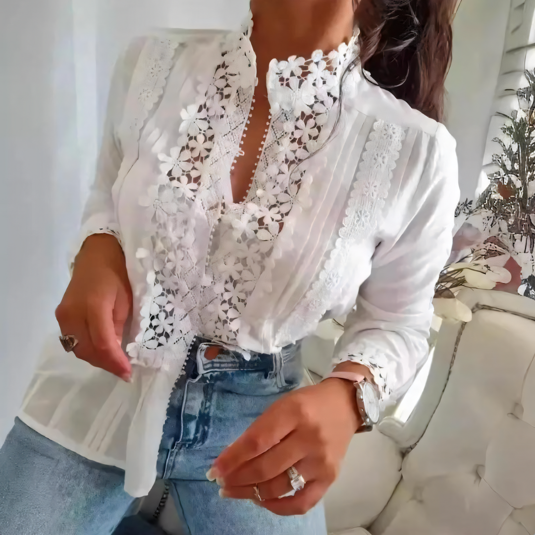 Annie™ | Bloemenblouse met kant design