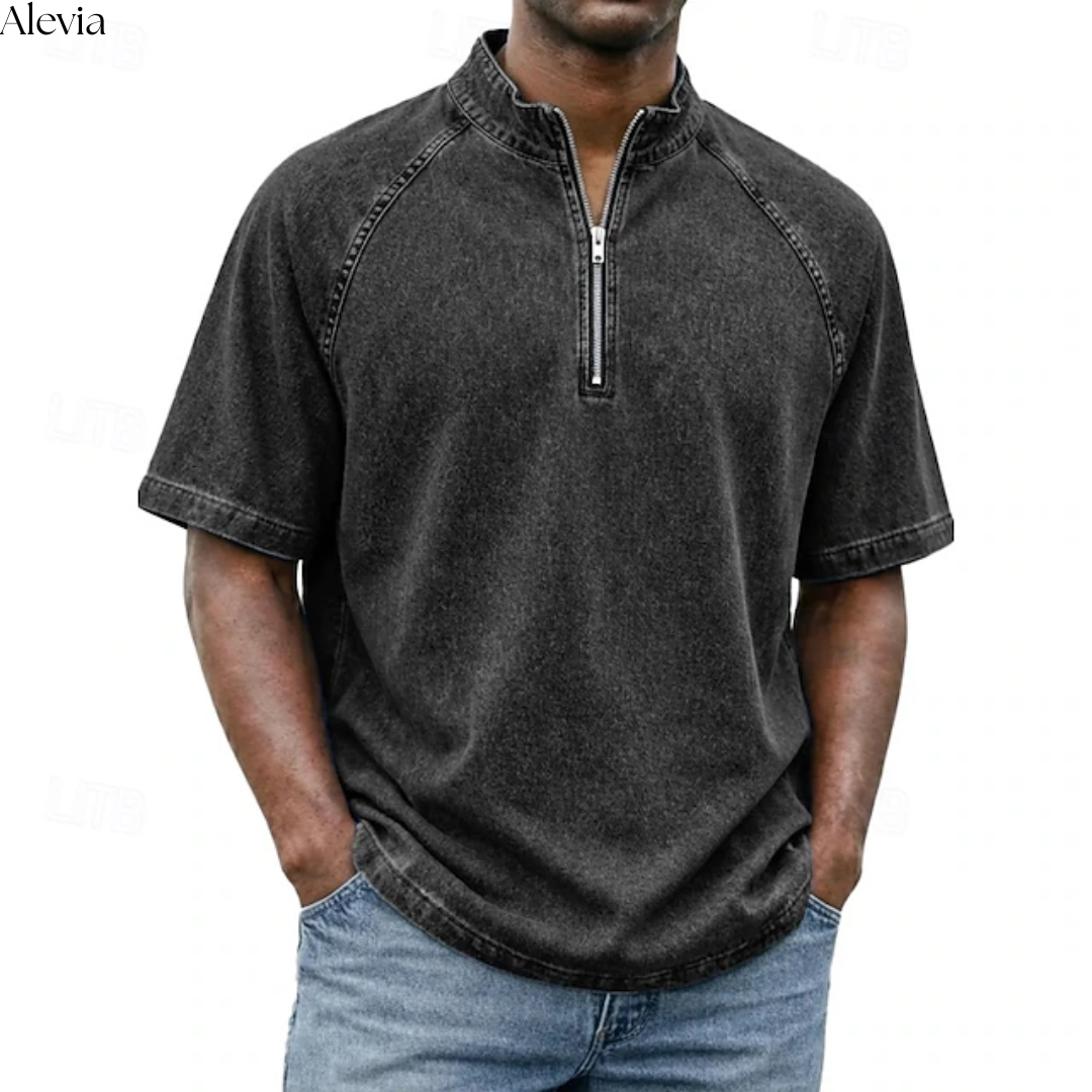 Paul™ | Vintage Henley-shirt met Rits