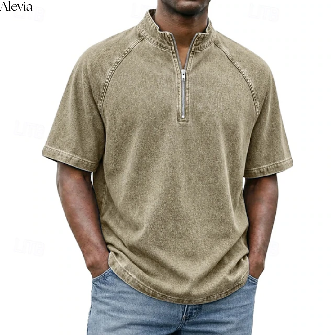 Paul™ | Vintage Henley-shirt met Rits