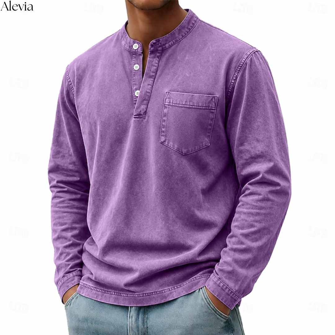 Ruben™ | Vintage Longsleeve met Henley-hals