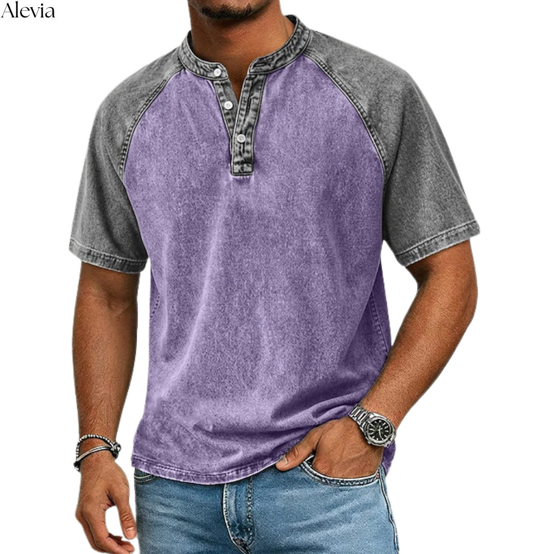 Paul™ | Vintage Tweekleurig Henley-shirt