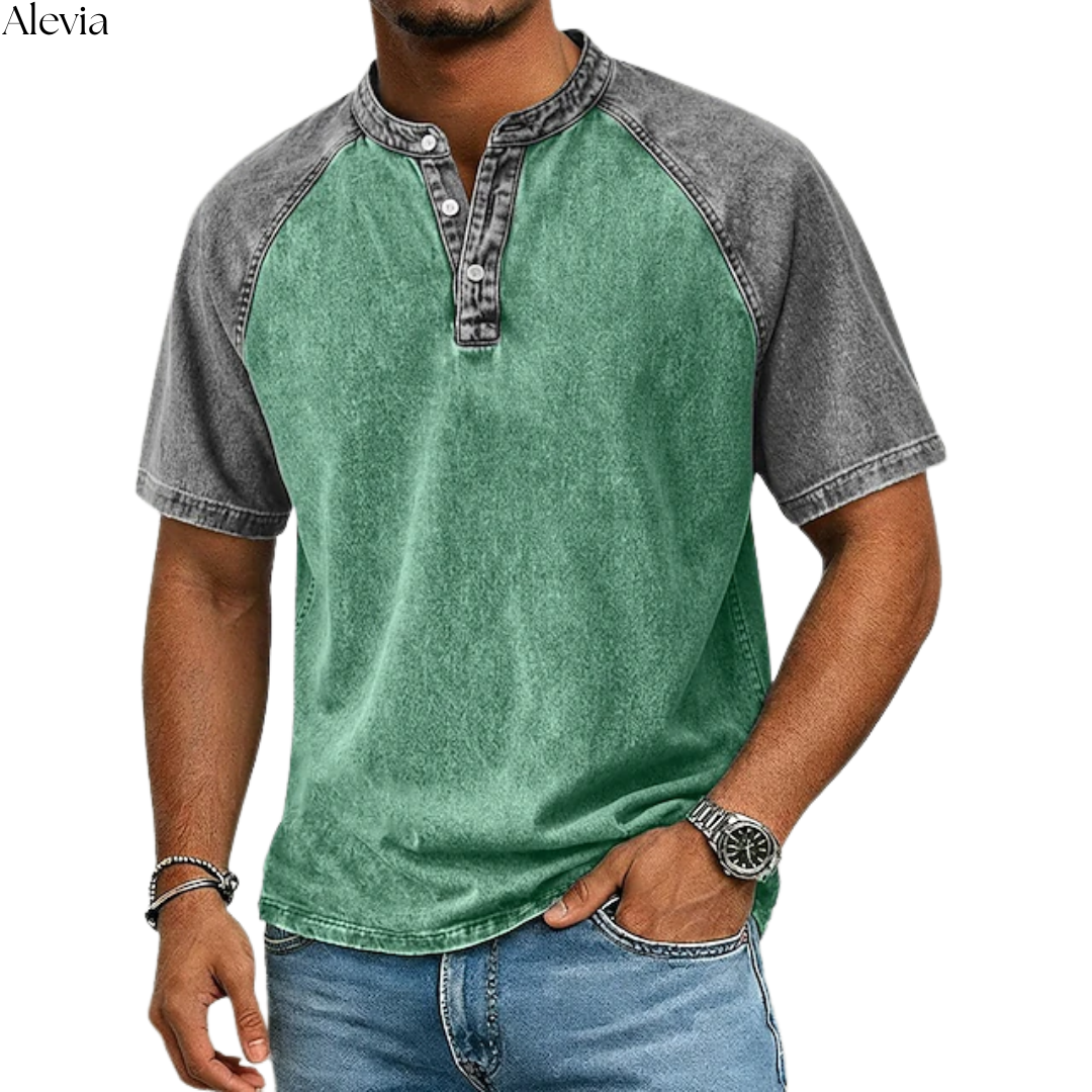 Paul™ | Vintage Tweekleurig Henley-shirt