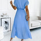 Ava™ | Elegante Effen Kleur Jurk Met Gerimpelde Mouwen En V-hals