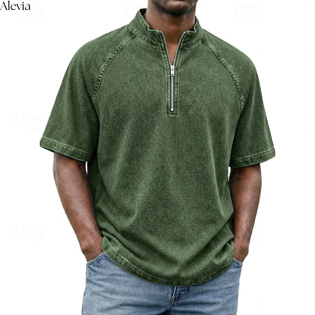 Paul™ | Vintage Henley-shirt met Rits