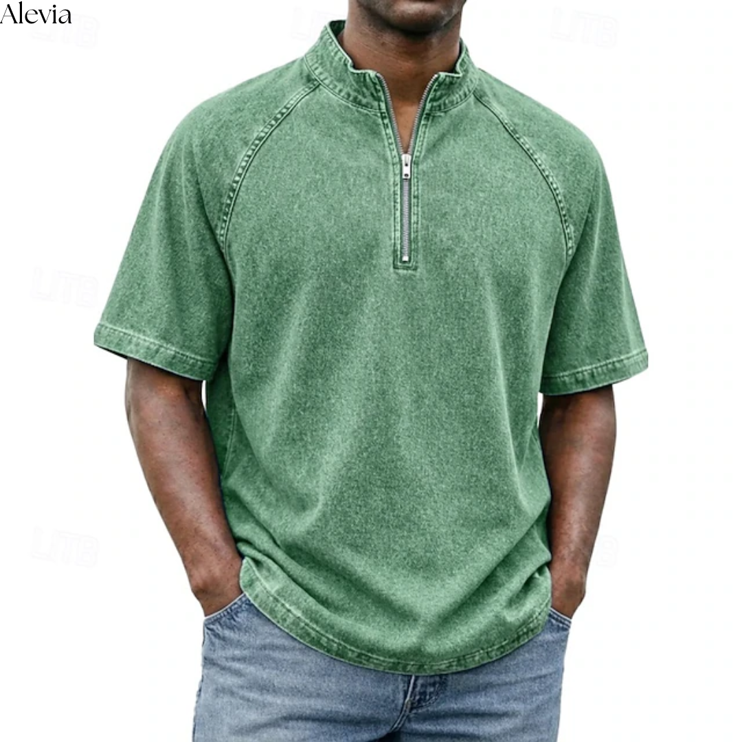 Paul™ | Vintage Henley-shirt met Rits