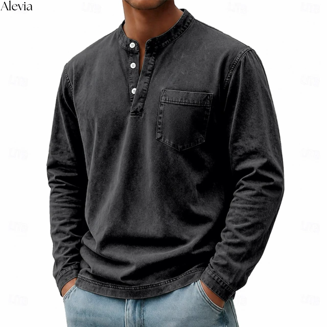 Ruben™ | Vintage Longsleeve met Henley-hals