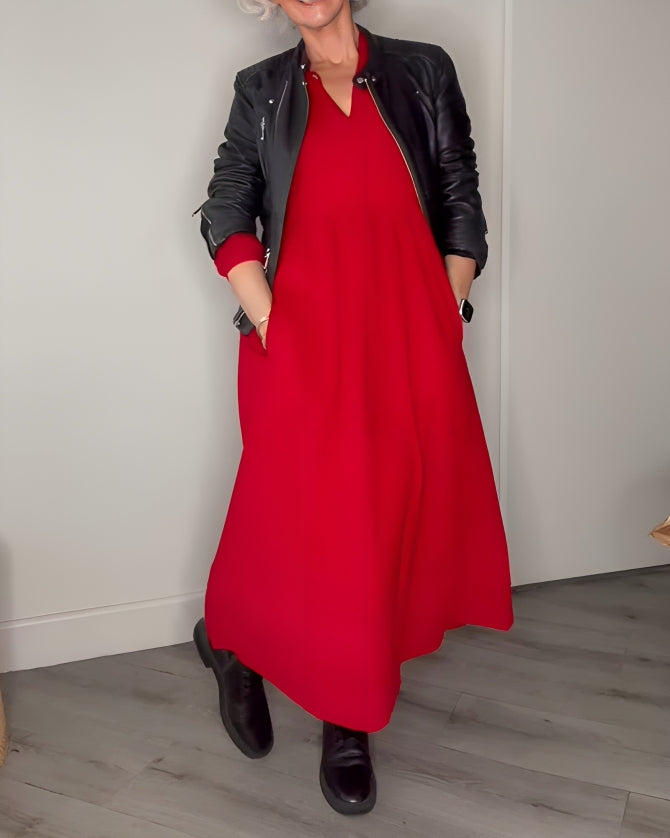Amanda™ | Afslankende Lange Jurk Met V-Hals