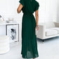 Ava™ | Elegante Effen Kleur Jurk Met Gerimpelde Mouwen En V-hals