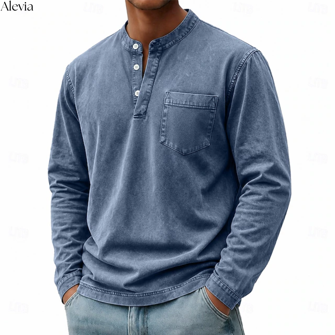 Ruben™ | Vintage Longsleeve met Henley-hals