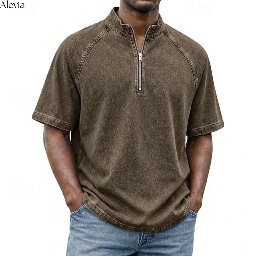 Paul™ | Vintage Henley-shirt met Rits