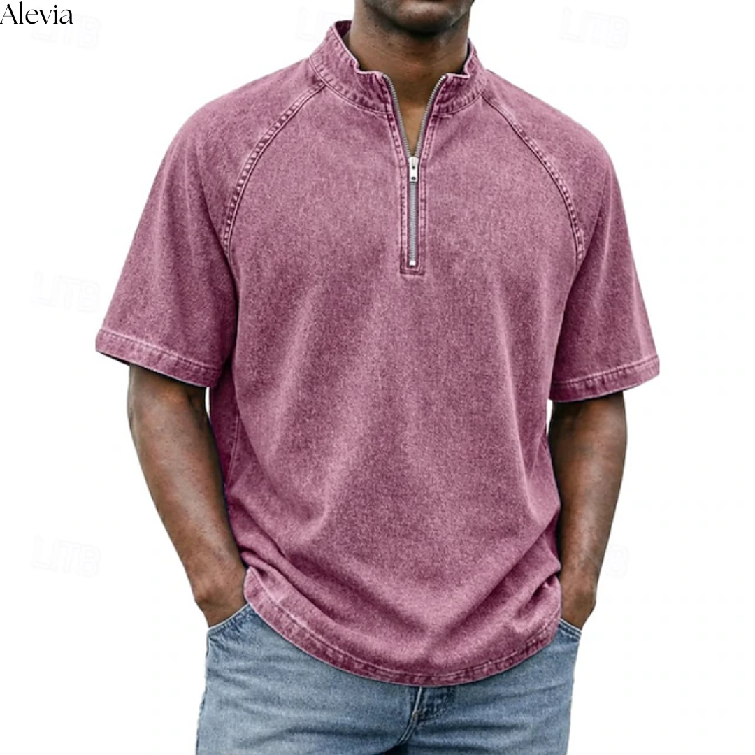 Paul™ | Vintage Henley-shirt met Rits