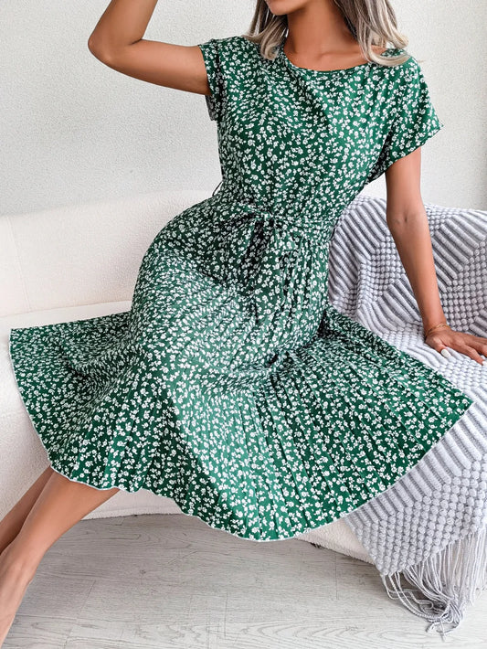 Lisa™  | Elegante Bloemen Midi-Jurk