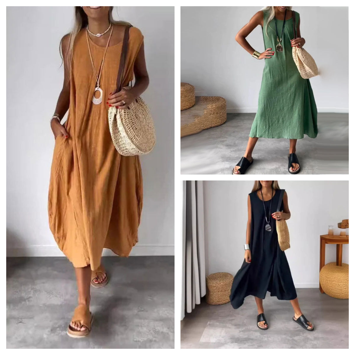 Hazel™ | katoenlinnen casual jurk met zakken