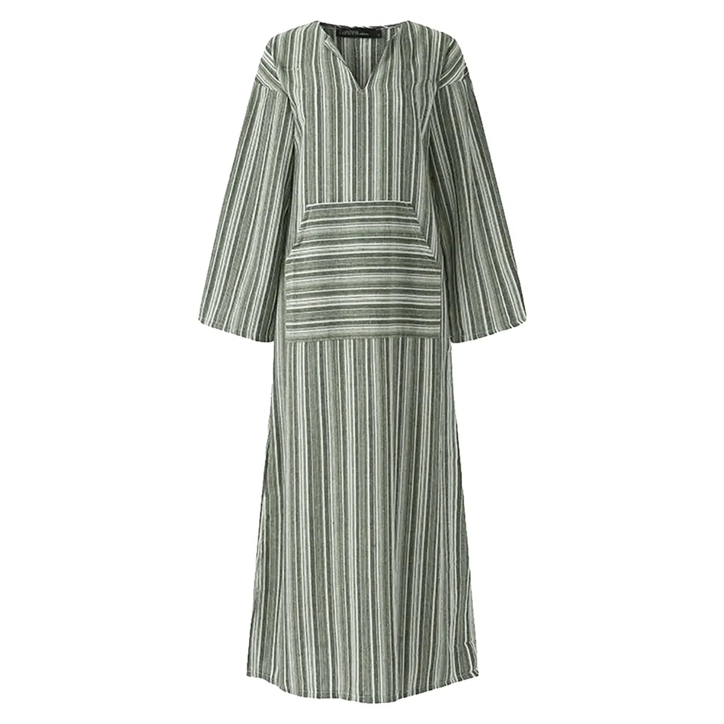 Inga™ | Vintage Gestreepte Lange Jurk