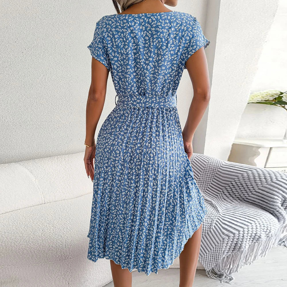 Lisa™  | Elegante Bloemen Midi-Jurk