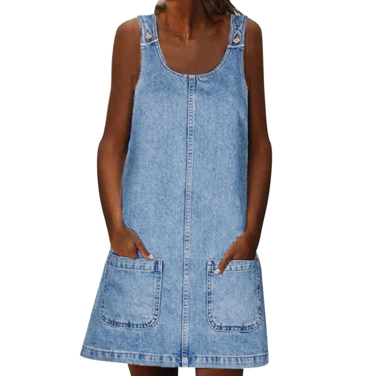 Roxy™ | Zomerse Denim Jurk met Korte Mouwen