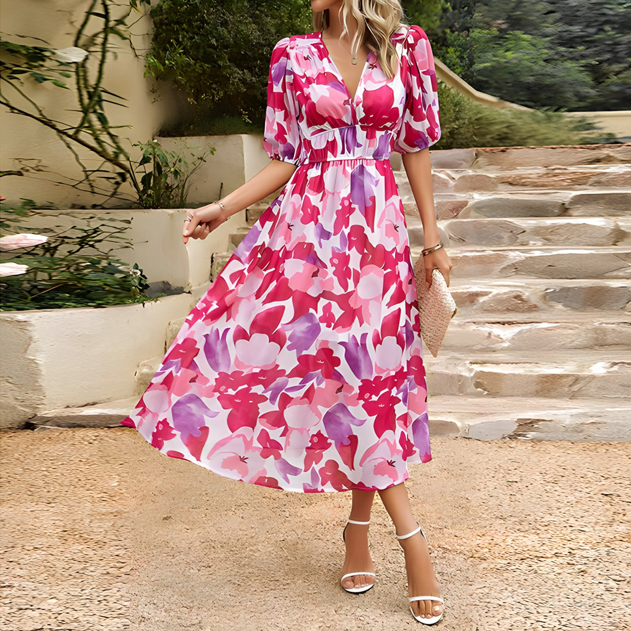 Samira™ | V-hals midi jurk