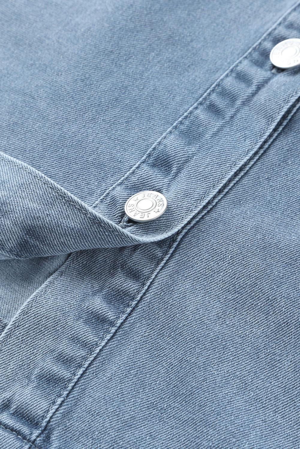 Geknoopte Denim Jurk met Lange Mouwen