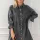 Geknoopte Denim Jurk met Lange Mouwen