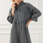 Geknoopte Denim Jurk met Lange Mouwen