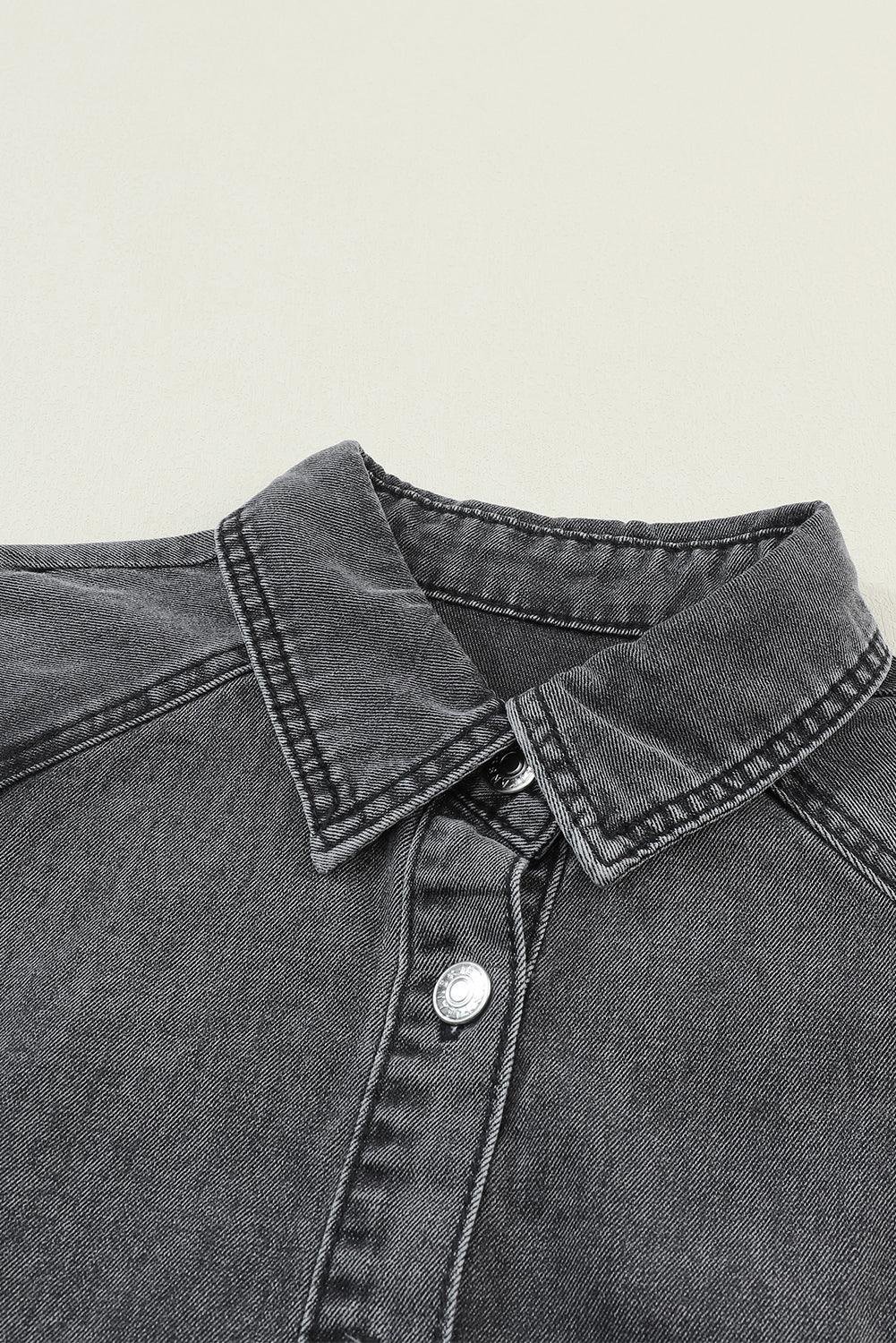 Geknoopte Denim Jurk met Lange Mouwen