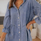 Geknoopte Denim Jurk met Lange Mouwen