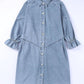 Geknoopte Denim Jurk met Lange Mouwen